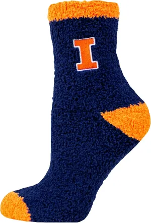 Illinois Fighting Illini Women's Fuzzy Sleep Socks, Solid Blue/Orange, One Size, NCAA Officially Licensed - DB Fan Gear