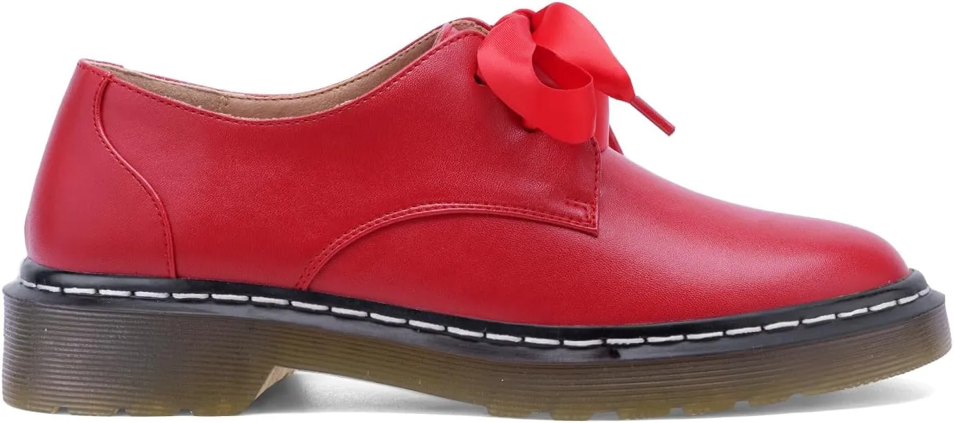 IMPREMEY Mary Janes Oxford Bow Flats Loafers Shoes for Women Round Toe Platform Non-Slip Comfortable Casual Cute Shoes