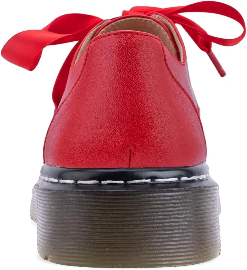 IMPREMEY Mary Janes Oxford Bow Flats Loafers Shoes for Women Round Toe Platform Non-Slip Comfortable Casual Cute Shoes