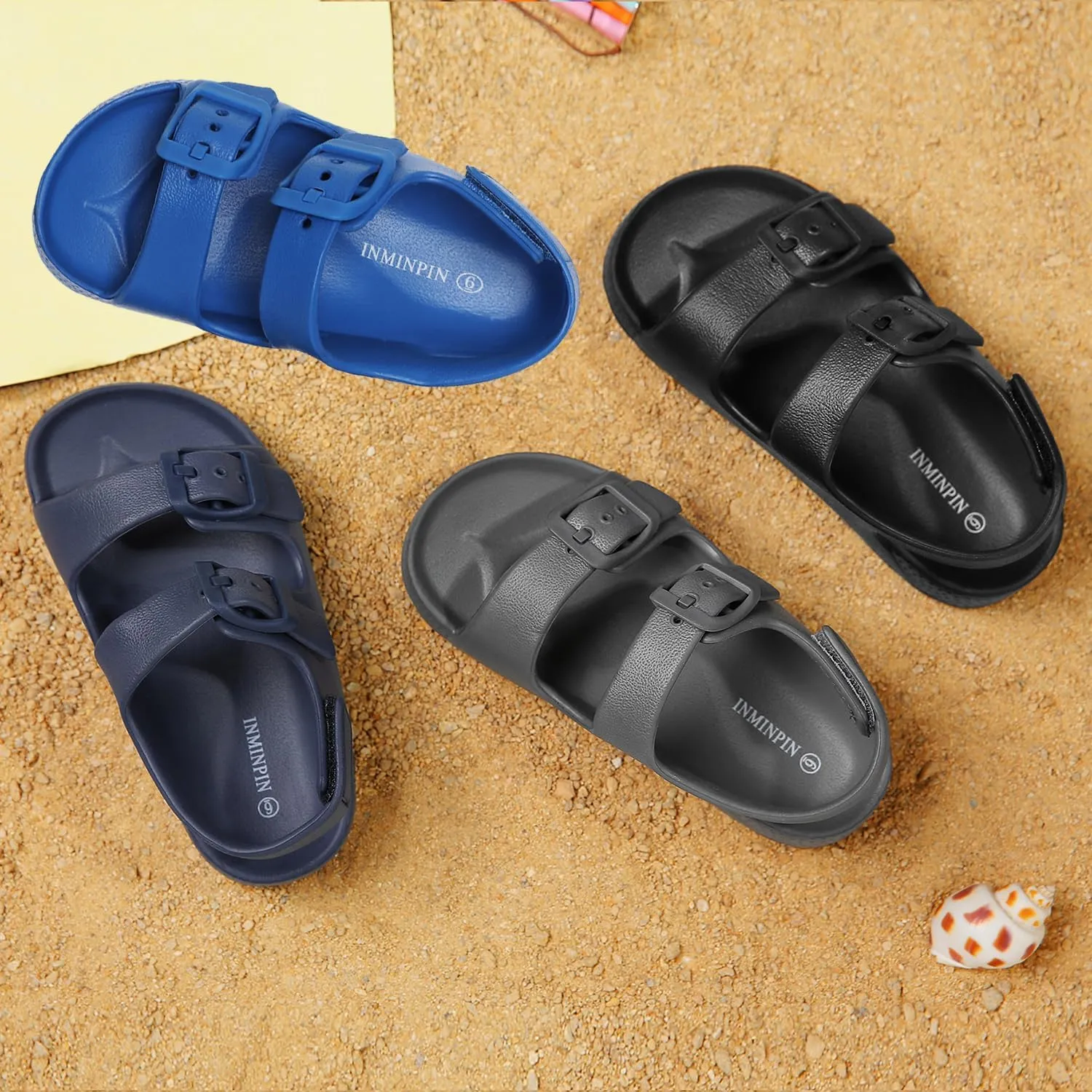 INMINPIN Toddler Boys Girls Buckle Sandals Comfort Open Toe Sandal with Adjustable Back Strap