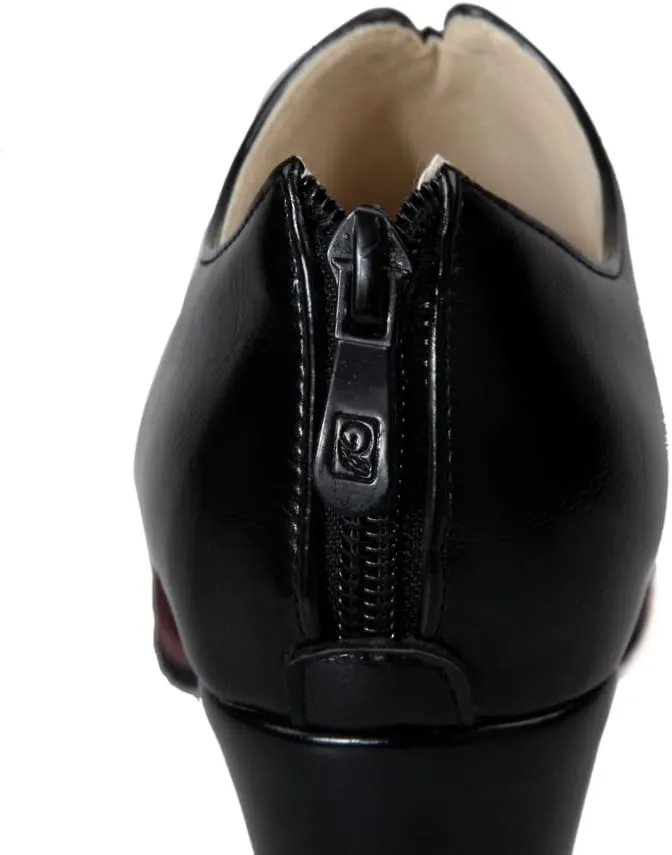 Inornever Women's Oxfords Pumps Shoes Slip on Wingtip Fashion Vintage Pu Chunky High Heel Ankle Brogue Bootie