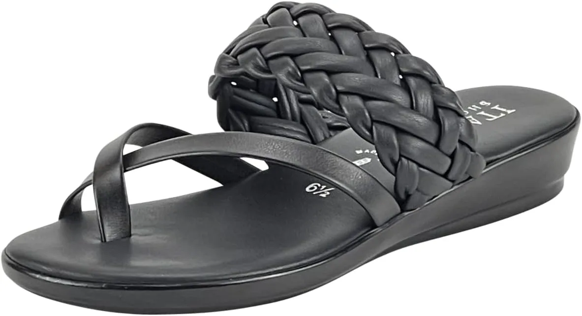 ITALIAN Shoemakers Moxi Womens Flat Braided Cross Strap Sandal