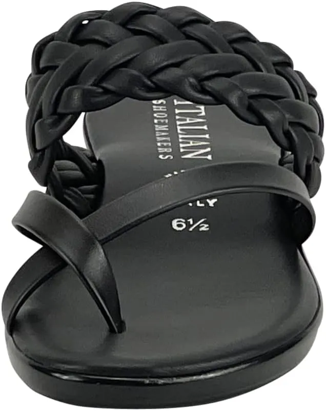 ITALIAN Shoemakers Moxi Womens Flat Braided Cross Strap Sandal