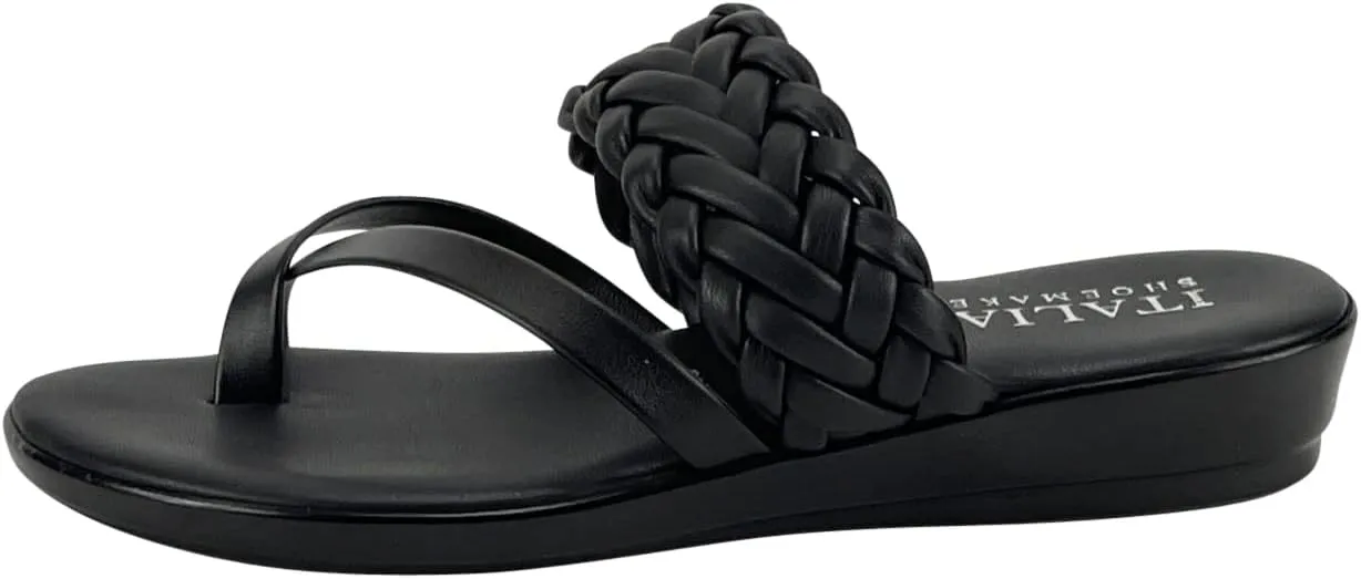 ITALIAN Shoemakers Moxi Womens Flat Braided Cross Strap Sandal