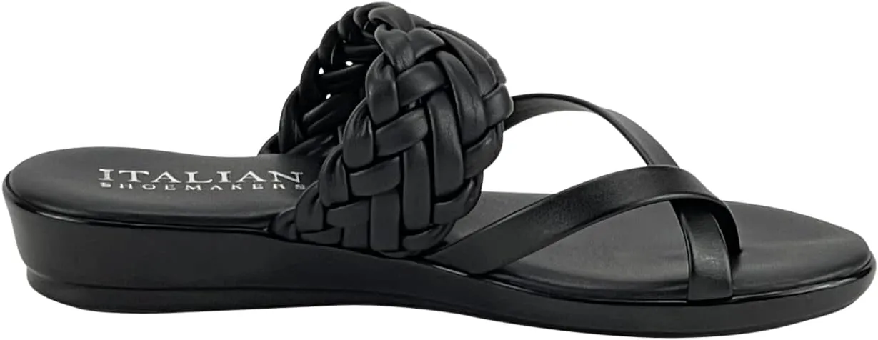 ITALIAN Shoemakers Moxi Womens Flat Braided Cross Strap Sandal