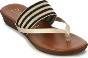 ITALIAN Shoemakers Womens Regatta Wedge Sandals 9 Black STRI