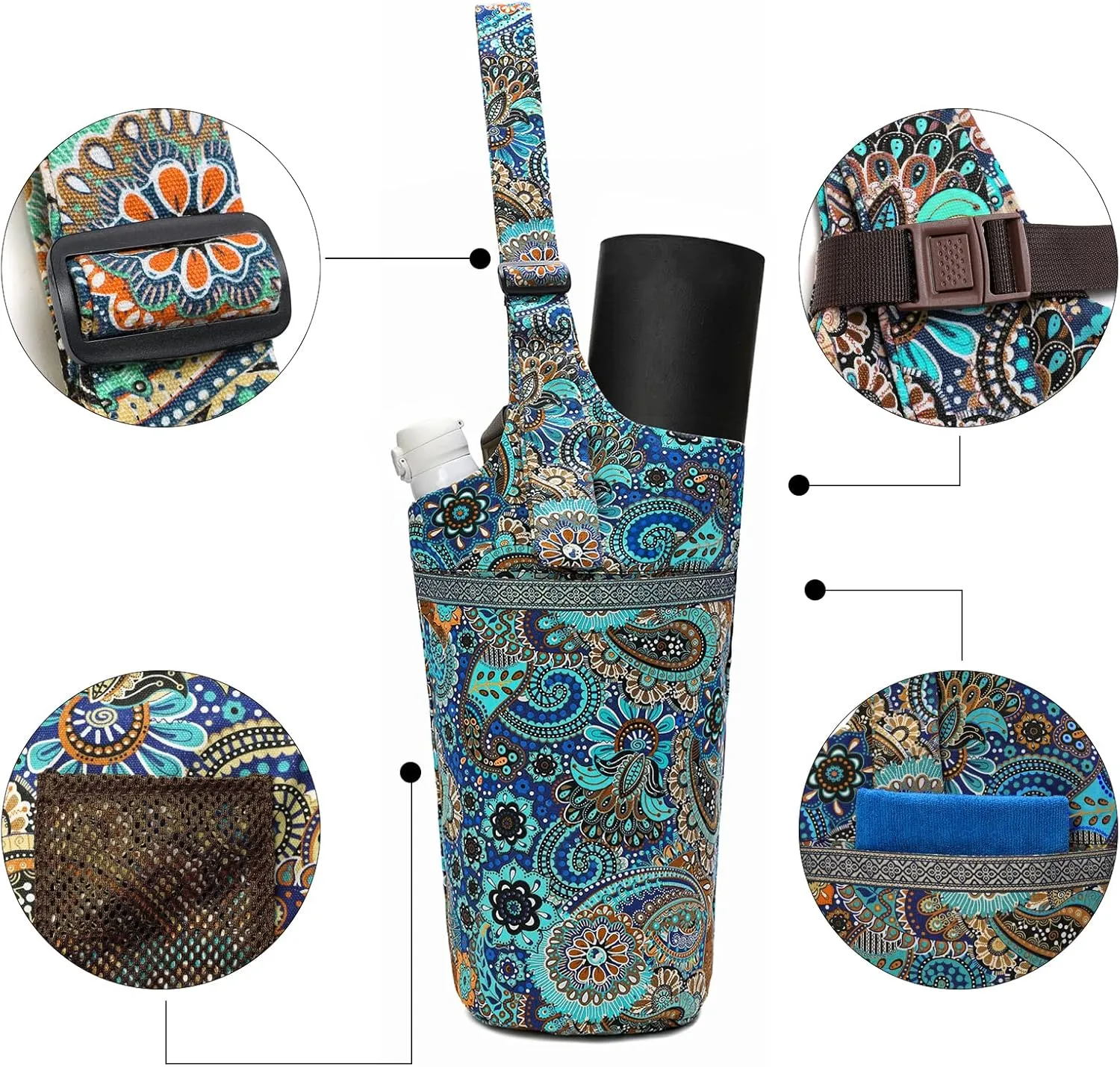 IwIeIaIrI Yoga Mat Bag with Large Size Pocket and Zipper Pocket，Yoga Bag Adjustable Shoulder Strap- Holds More Yoga Accessories