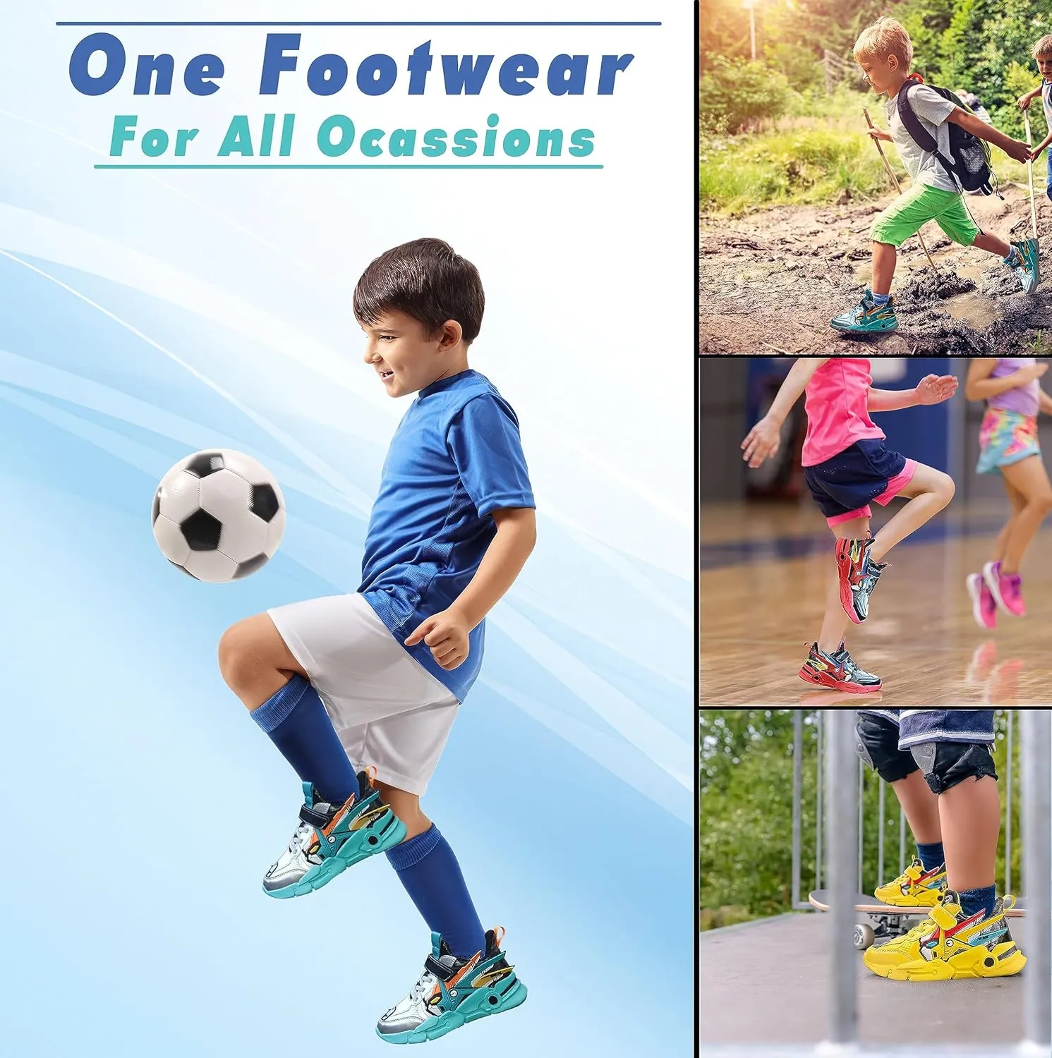 IYASA Unisex Kids Sneakers - Waterproof Kids Hiking Shoes - Breathable and Non-Slip Kids Running Shoes - Kids Tennis Shoes & Kids Basketball Shoes