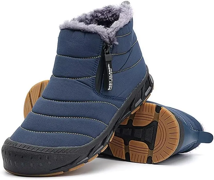 Jakcuz Women Winter Snow Boots Zip Up Fur Lined Warm Ankle Boot Outdoor Anti-slip Waterproof Comfortable Short Boot