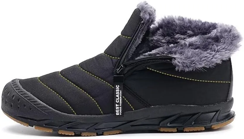 Jakcuz Women Winter Snow Boots Zip Up Fur Lined Warm Ankle Boot Outdoor Anti-slip Waterproof Comfortable Short Boot