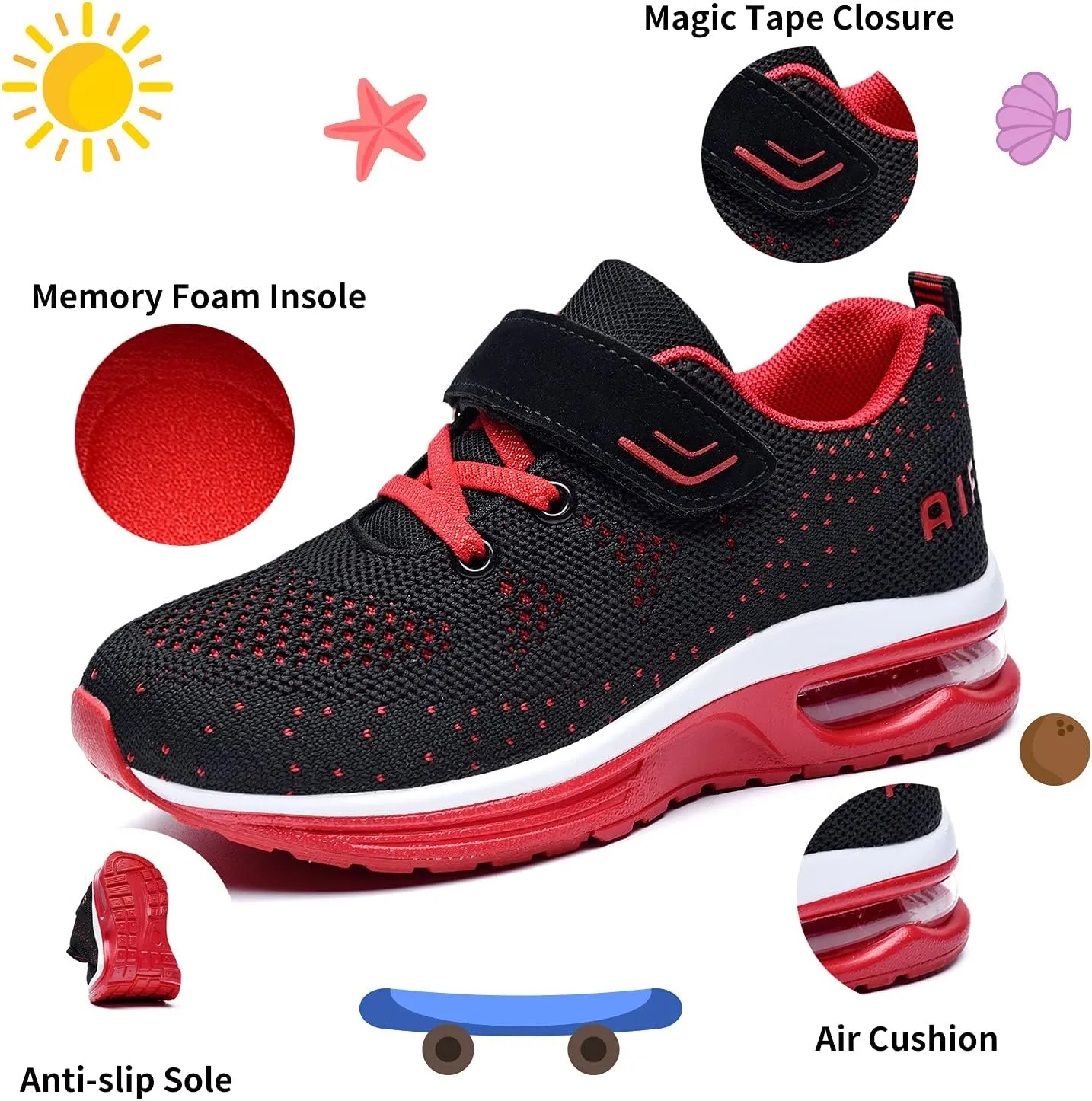 JARLIF Kids Athletic Tennis Running Shoes Breathable Sport Air Gym Jogging Sneakers for Boys & Girls