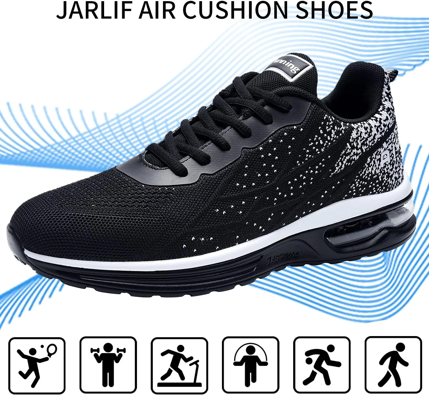 JARLIF Men's Lightweight Athletic Running Shoes Breathable Sport Air Fitness Gym Jogging Sneakers (Size 6.5-12.5)