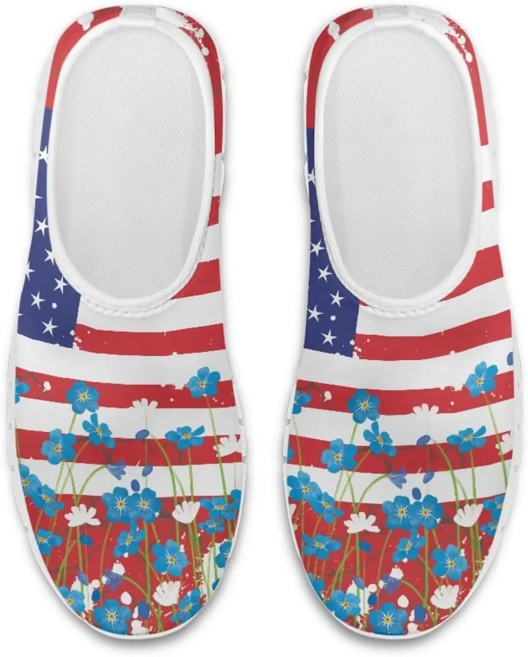 Jeiento USA Flag Shoes for Women, Comfort Fashion Slip On Sneakers Casual Walking Shoes