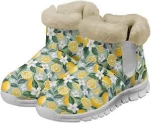 Jeiento Womens Snow Boots Winter Snow Warm Slip on Anti-Slip Winter Shoes for Women Ankle Boots With Warm Flannel Lining
