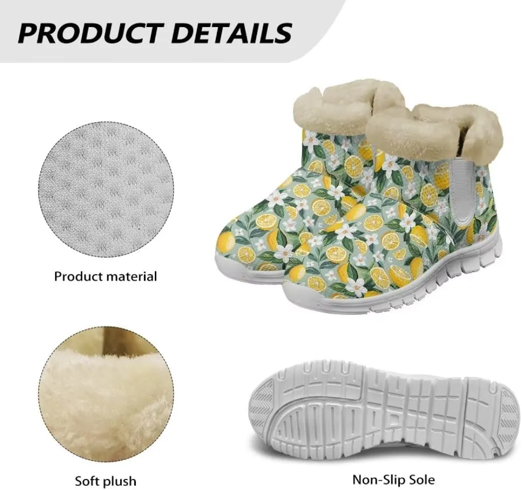 Jeiento Womens Snow Boots Winter Snow Warm Slip on Anti-Slip Winter Shoes for Women Ankle Boots With Warm Flannel Lining