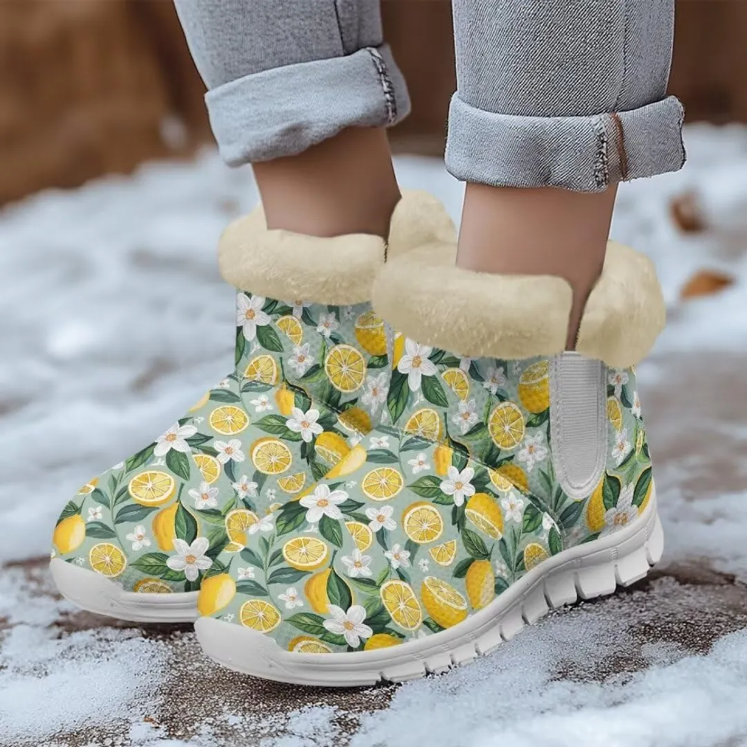 Jeiento Womens Snow Boots Winter Snow Warm Slip on Anti-Slip Winter Shoes for Women Ankle Boots With Warm Flannel Lining