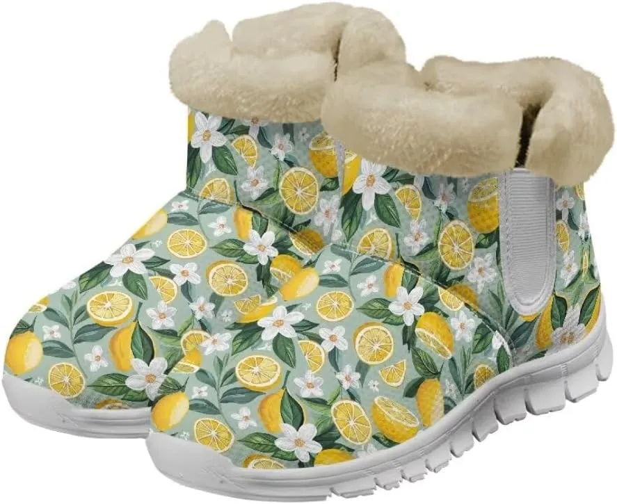 Jeiento Womens Snow Boots Winter Snow Warm Slip on Anti-Slip Winter Shoes for Women Ankle Boots With Warm Flannel Lining