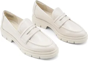 JENN ARDOR Women's Chunky Loafers Slip On Lug Sole Penny Loafer Comfort Casual Round Toe Mid Heels Platform Work Shoes