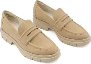 JENN ARDOR Women's Chunky Loafers Slip On Lug Sole Penny Loafer Comfort Casual Round Toe Mid Heels Platform Work Shoes