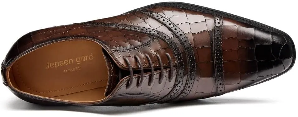 Jepsengord Men's Dress Shoes Genuine Leather Oxfords Luxury Formal Business Suit Shoes with Blake Rapid Stitch