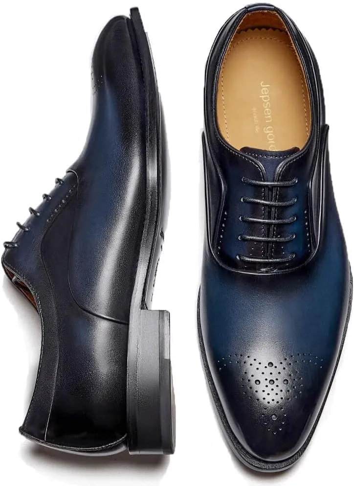 Jepsengord Men's Dress Shoes Genuine Leather Oxfords Luxury Formal Business Suit Shoes with Blake Rapid Stitch