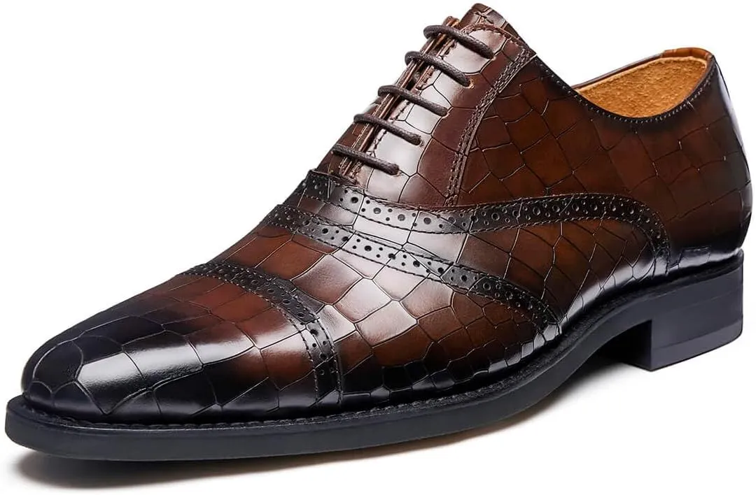 Jepsengord Men's Dress Shoes Genuine Leather Oxfords Luxury Formal Business Suit Shoes with Blake Rapid Stitch