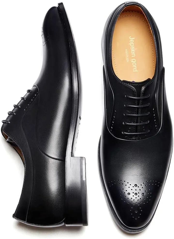 Jepsengord Men's Dress Shoes Genuine Leather Oxfords Luxury Formal Business Suit Shoes with Blake Rapid Stitch