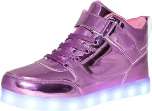 JEVRITE Unisex LED Light Up High Top Sneakers - USB Charging for Women & Men - Couples Shoes