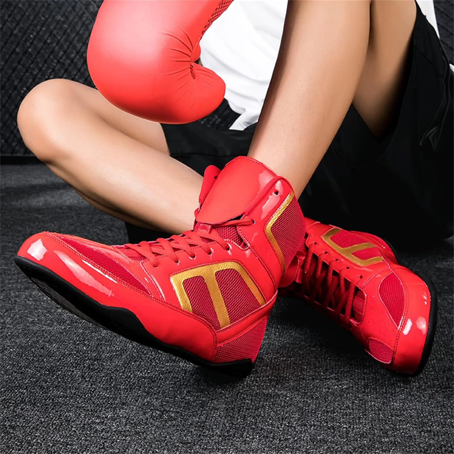 JiuQing Wrestling Shoes Mens Barefoot Fitness Training Boots Non-Slip Breathable Weightlifting Boxing Shoes