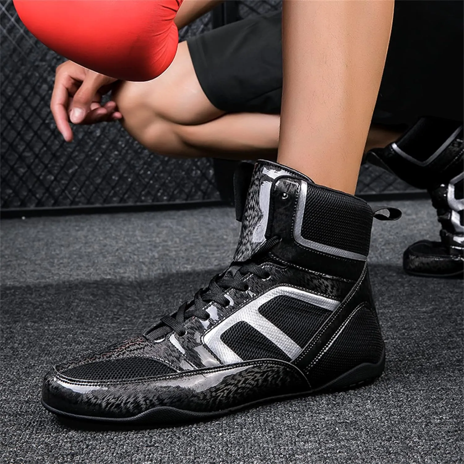 JiuQing Wrestling Shoes Mens Barefoot Fitness Training Boots Non-Slip Breathable Weightlifting Boxing Shoes