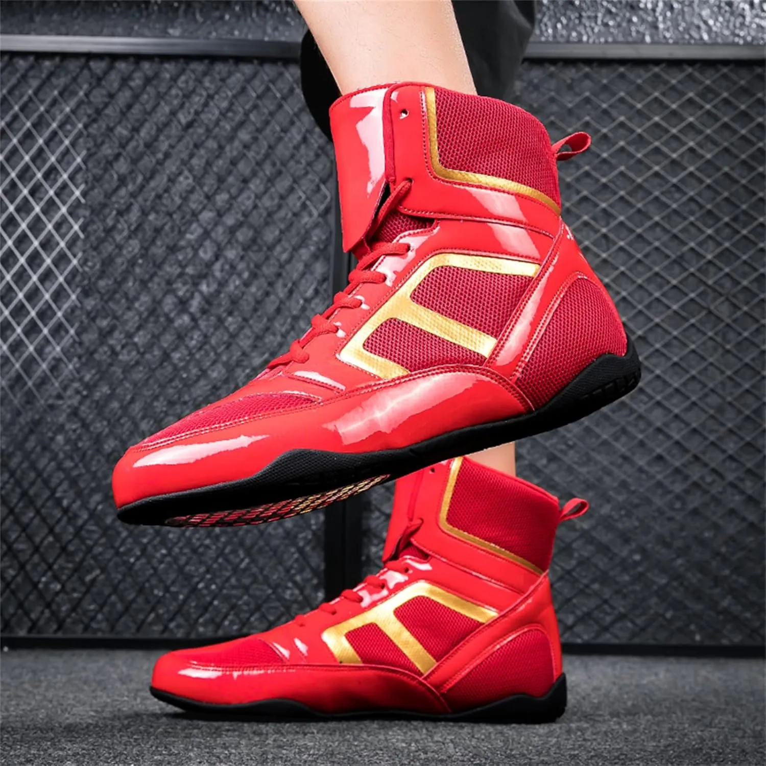 JiuQing Wrestling Shoes Mens Barefoot Fitness Training Boots Non-Slip Breathable Weightlifting Boxing Shoes