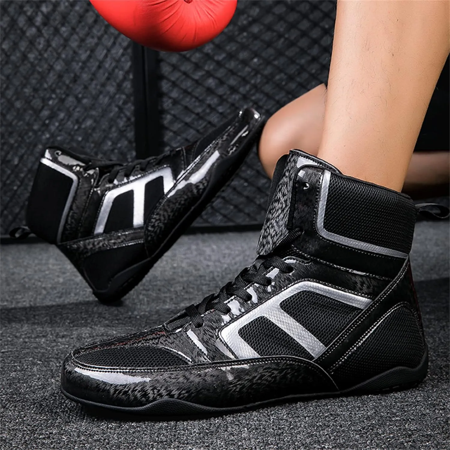 JiuQing Wrestling Shoes Mens Barefoot Fitness Training Boots Non-Slip Breathable Weightlifting Boxing Shoes