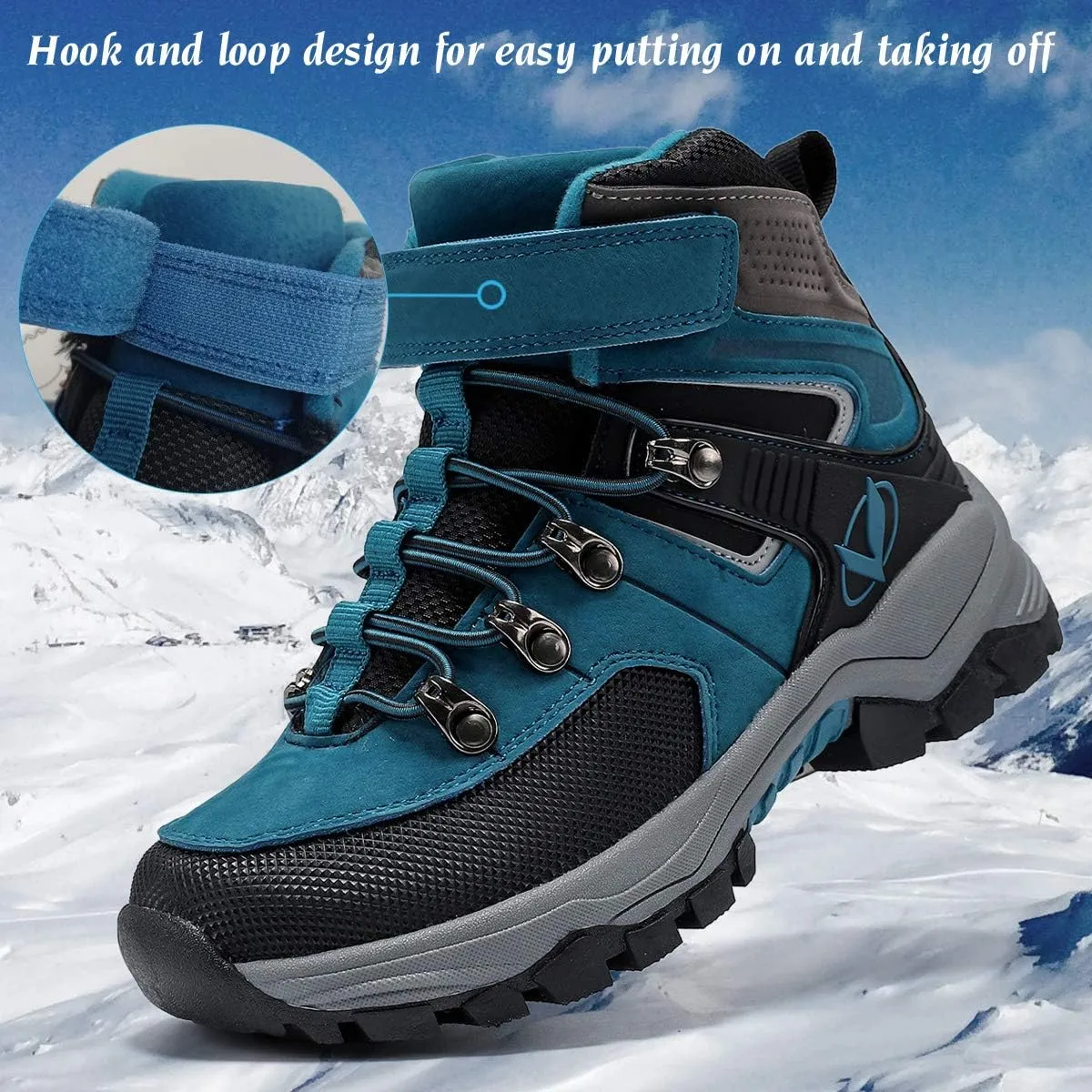 JMFCHI Kids Hiking Boots Boys Girls Outdoor Walking Climbing Sneaker Comfortable Non-slip Snow Shoes Hiker Boot Antiskid Steel Buckle Sole
