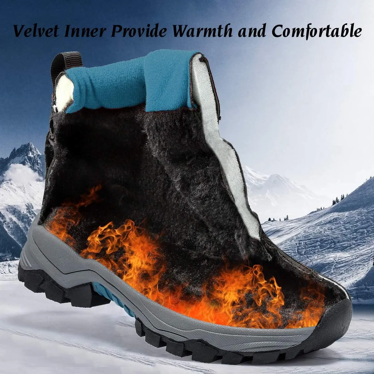 JMFCHI Kids Hiking Boots Boys Girls Outdoor Walking Climbing Sneaker Comfortable Non-slip Snow Shoes Hiker Boot Antiskid Steel Buckle Sole