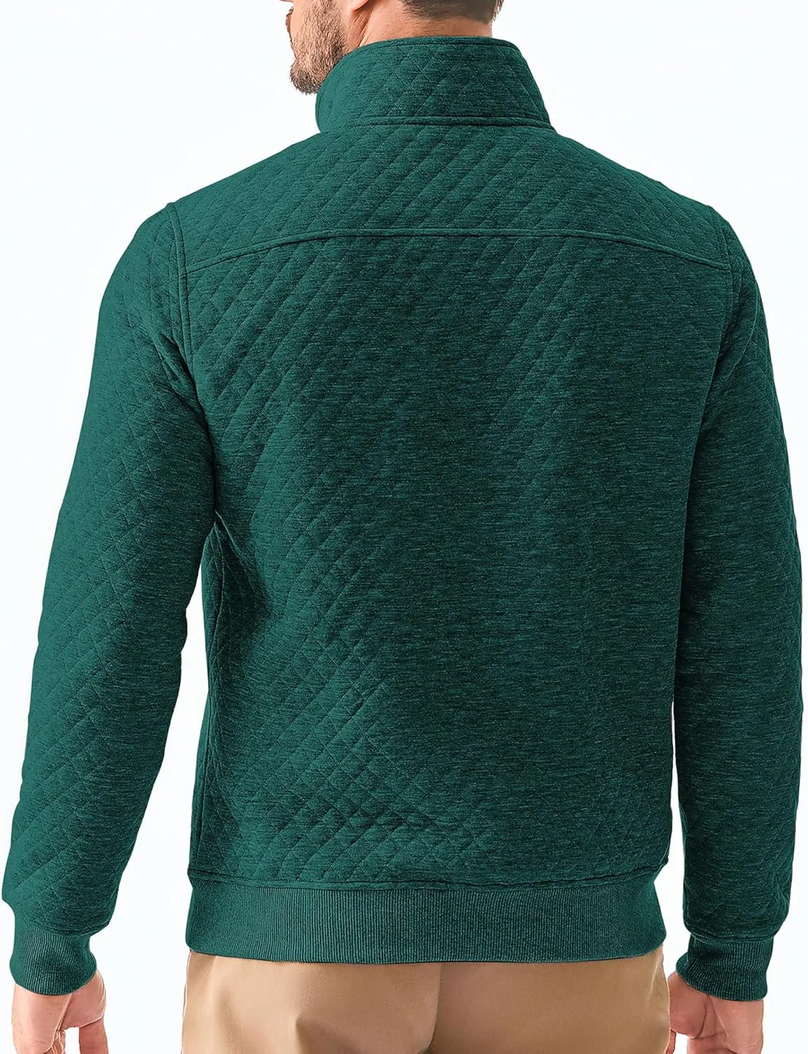 JMIERR Men's Quilted Sweatshirt Casual Long Sleeve Outdoor Stand Collar Quarter-Zip Pullover Sweatshirts