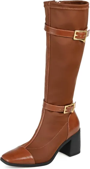 Journee Collection Womens Gibree Mixed Media Nylon Knee-High Boots