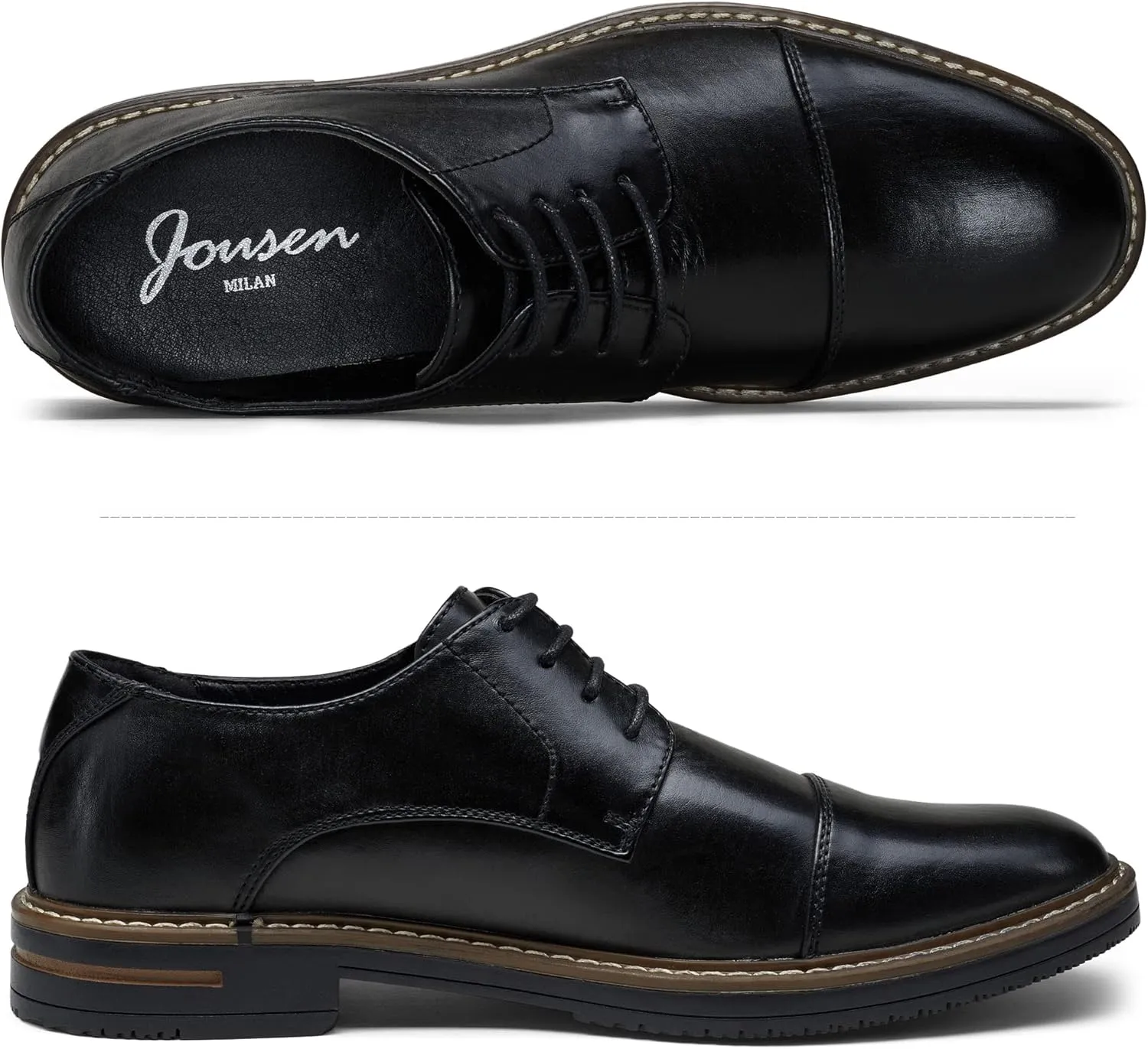 Jousen Men's Dress Shoes Classic Oxfords Formal Business Shoes Modern Derby Oxford