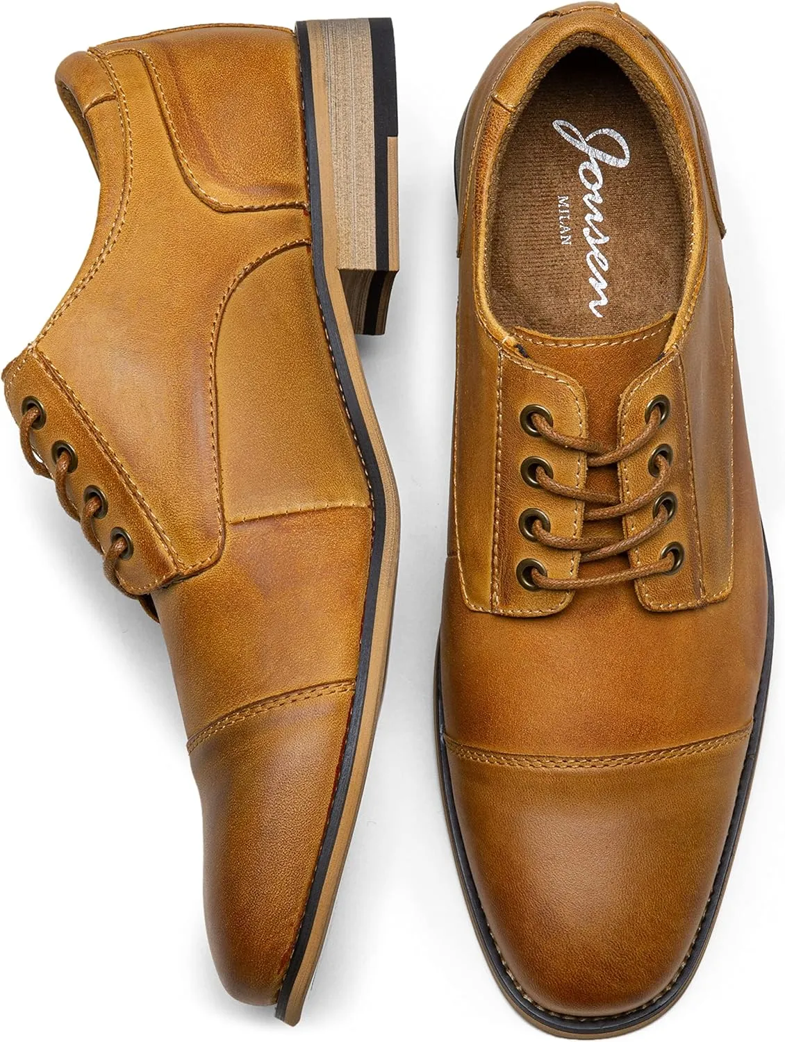 Jousen Men's Dress Shoes Formal Leather Oxford Shoes Classical Business Derby Shoes