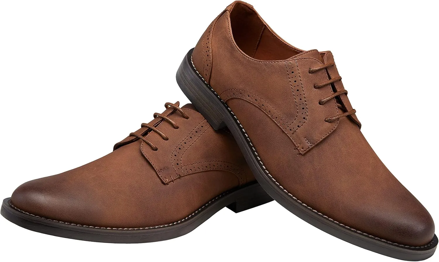 Jousen Mens Dress Shoes Retro Plain Toe Business Casual Oxfords Dress Shoes for Men