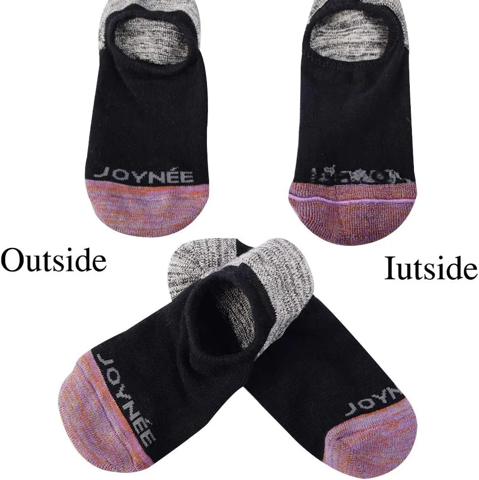 JOYNÉE Men's 6 Pack Casual Cushion Anti-Slid Cotton No Show Socks with Silicone