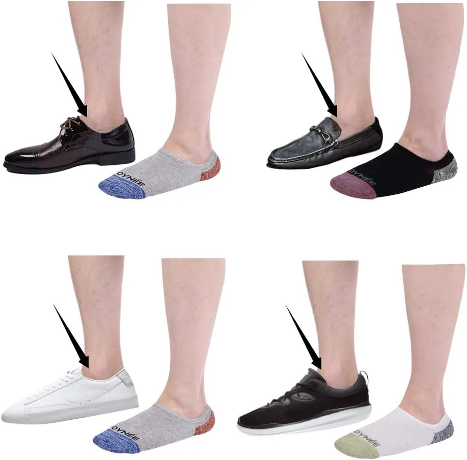 JOYNÉE Men's 6 Pack Casual Cushion Anti-Slid Cotton No Show Socks with Silicone