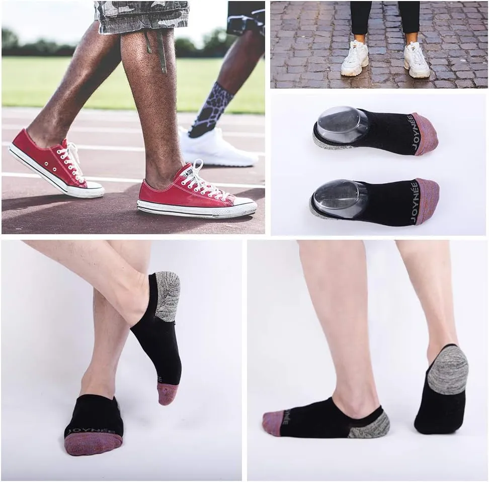 JOYNÉE Men's 6 Pack Casual Cushion Anti-Slid Cotton No Show Socks with Silicone