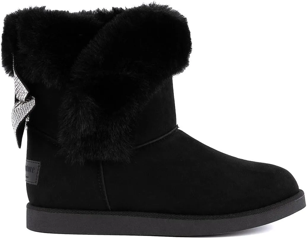 JUICY COUTURE Women's Slip On Winter Snow Boots Warm & Insulated Fur Lining Comfortable Fashion Booties