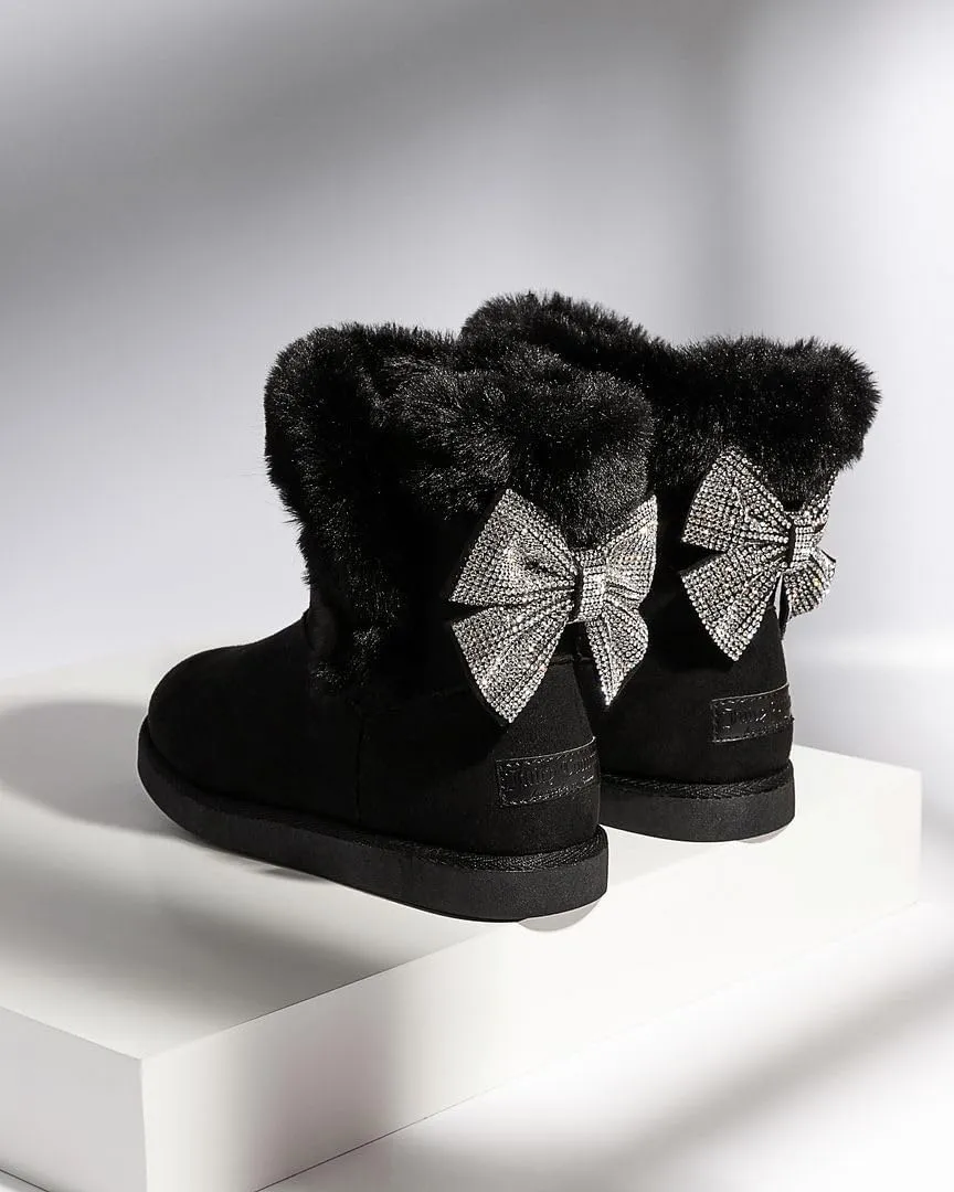 JUICY COUTURE Women's Slip On Winter Snow Boots Warm & Insulated Fur Lining Comfortable Fashion Booties