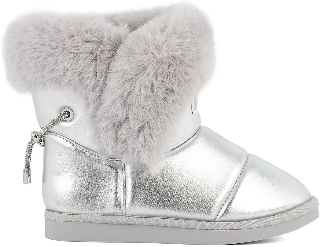 JUICY COUTURE Women's Slip On Winter Snow Boots Warm & Insulated Fur Lining Comfortable Fashion Booties