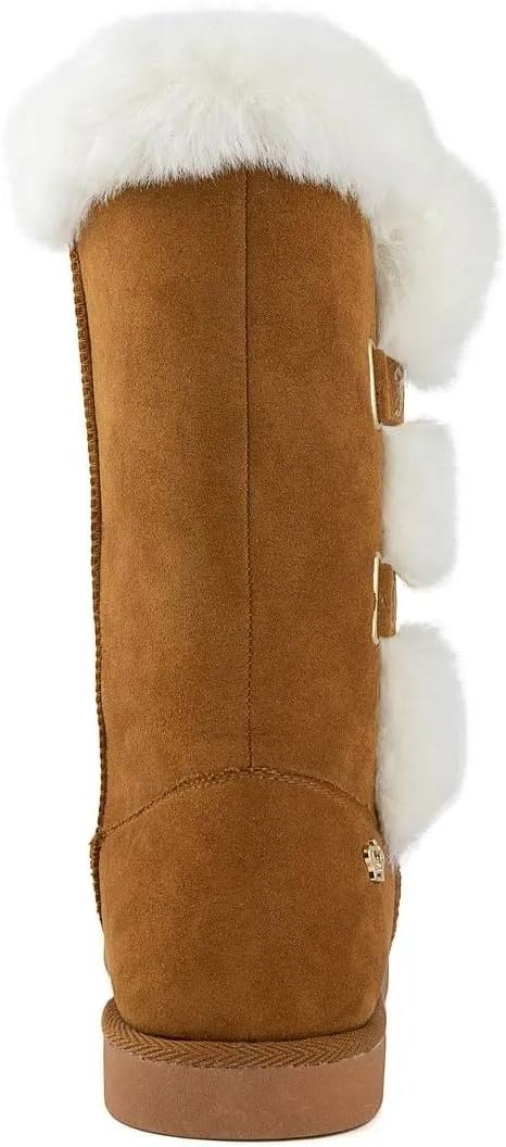 JUICY COUTURE Women's Tall Slip On Winter Snow Boots Warm & Insulated Fur Lining Comfortable Fashion Booties