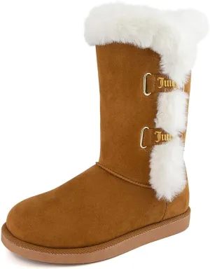 JUICY COUTURE Women's Tall Slip On Winter Snow Boots Warm & Insulated Fur Lining Comfortable Fashion Booties