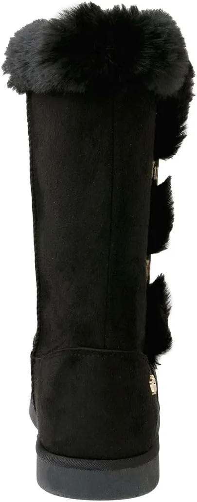 JUICY COUTURE Women's Tall Slip On Winter Snow Boots Warm & Insulated Fur Lining Comfortable Fashion Booties