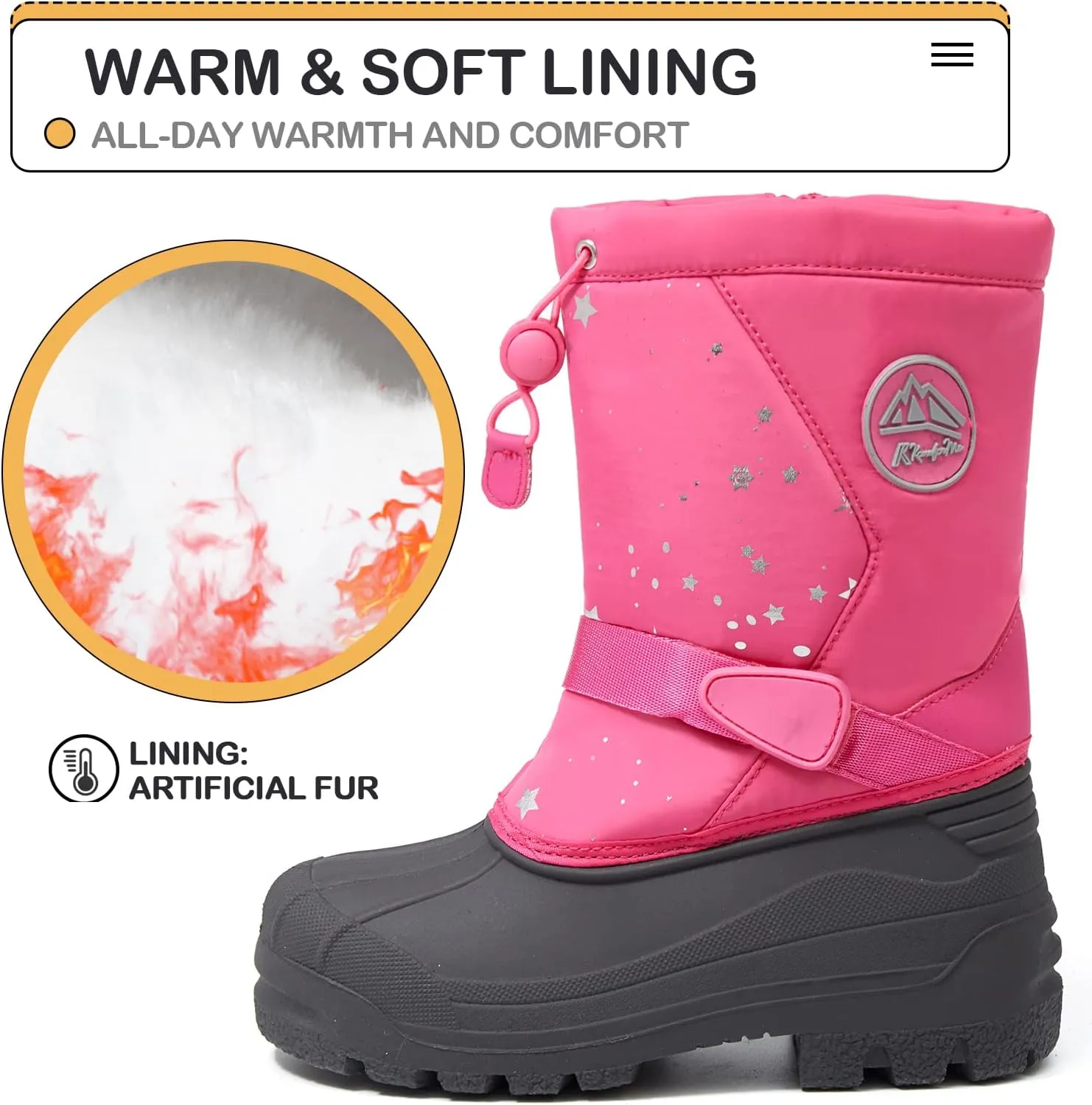 K KomForme Snow Boots for Boys & Girls Warm Waterproof Slip Resistant Winter Shoes (Toddler/Little Kid/Big Kid)