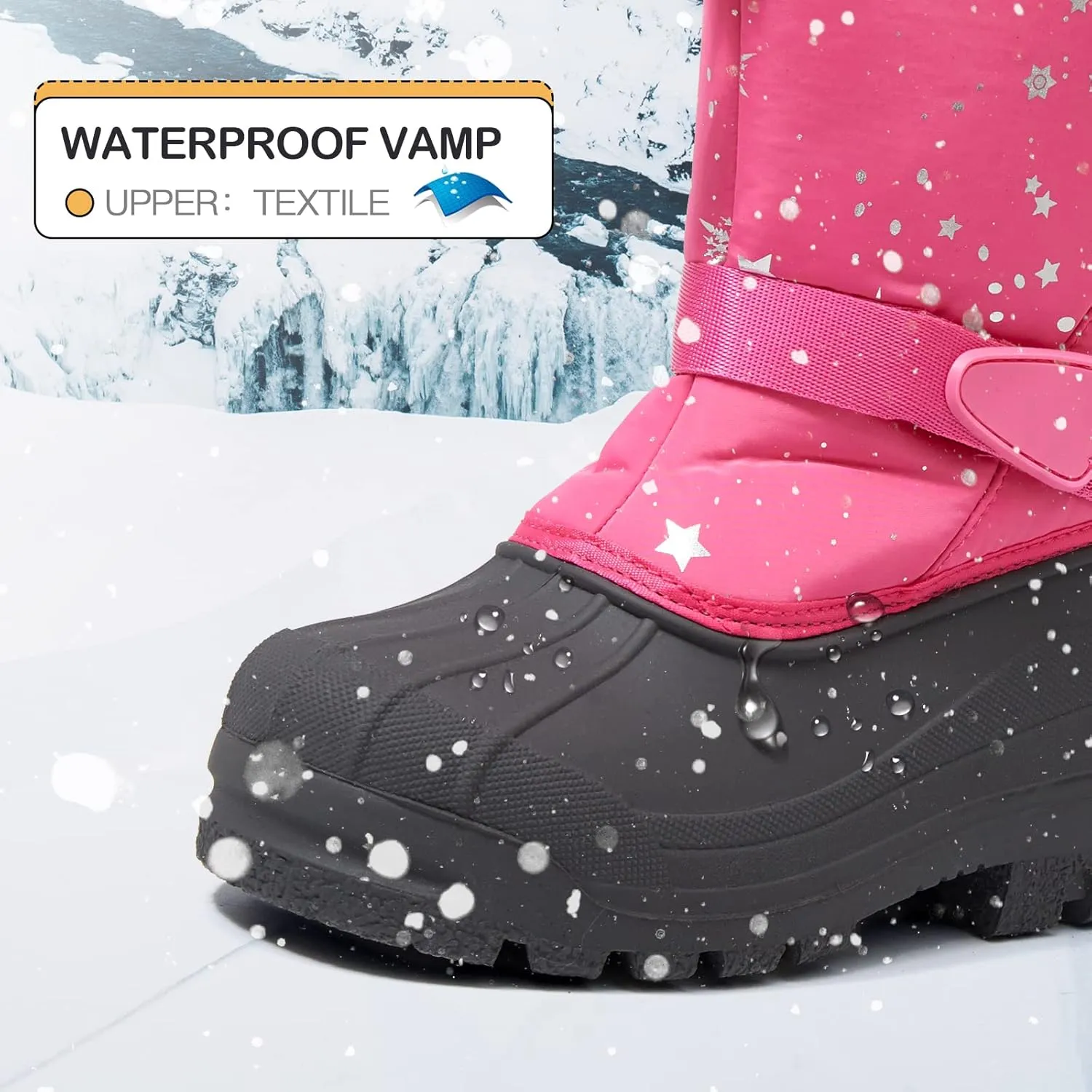 K KomForme Snow Boots for Boys & Girls Warm Waterproof Slip Resistant Winter Shoes (Toddler/Little Kid/Big Kid)